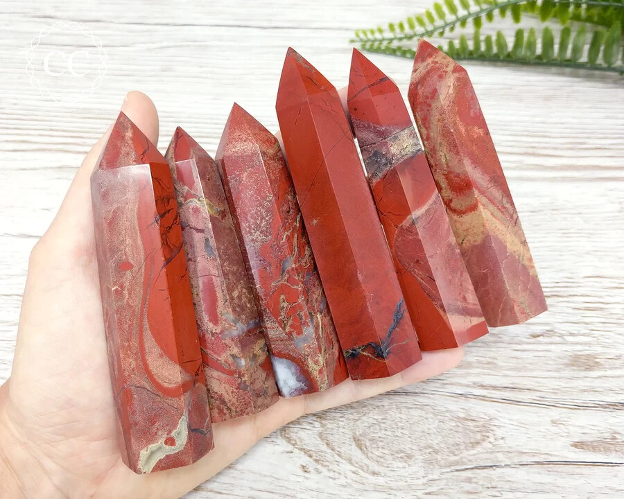3.15″-3.54″ Natural Red Jasper Crystal Tower Healing Crystal Obelisk Energy Gift