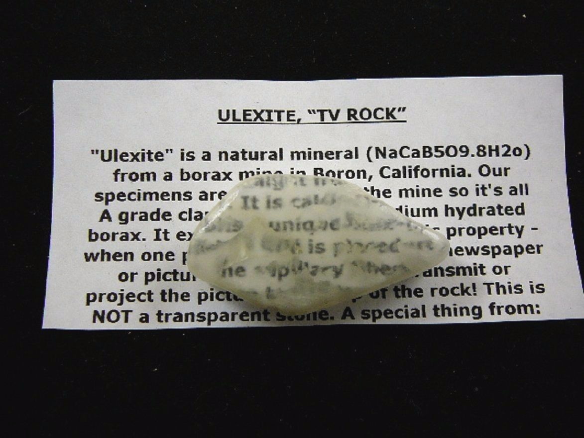 (r33-9) 1-5/8″ Ulexite gemstone Mineral TV rock Boron, California mine specimen