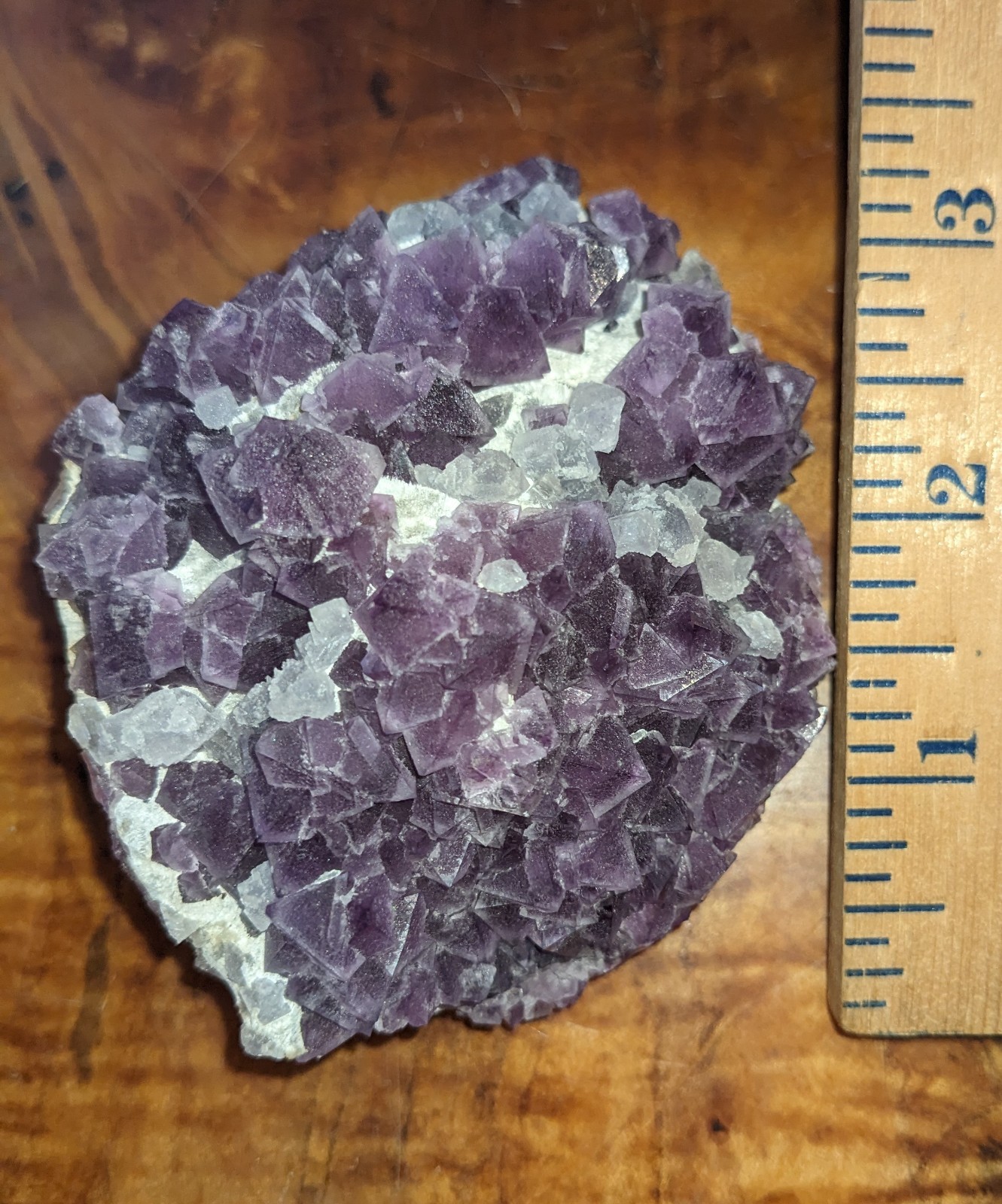 Purple Octahedral Fluorite W/ Light Blue Crystals From De’an Mine Jiangxi China
