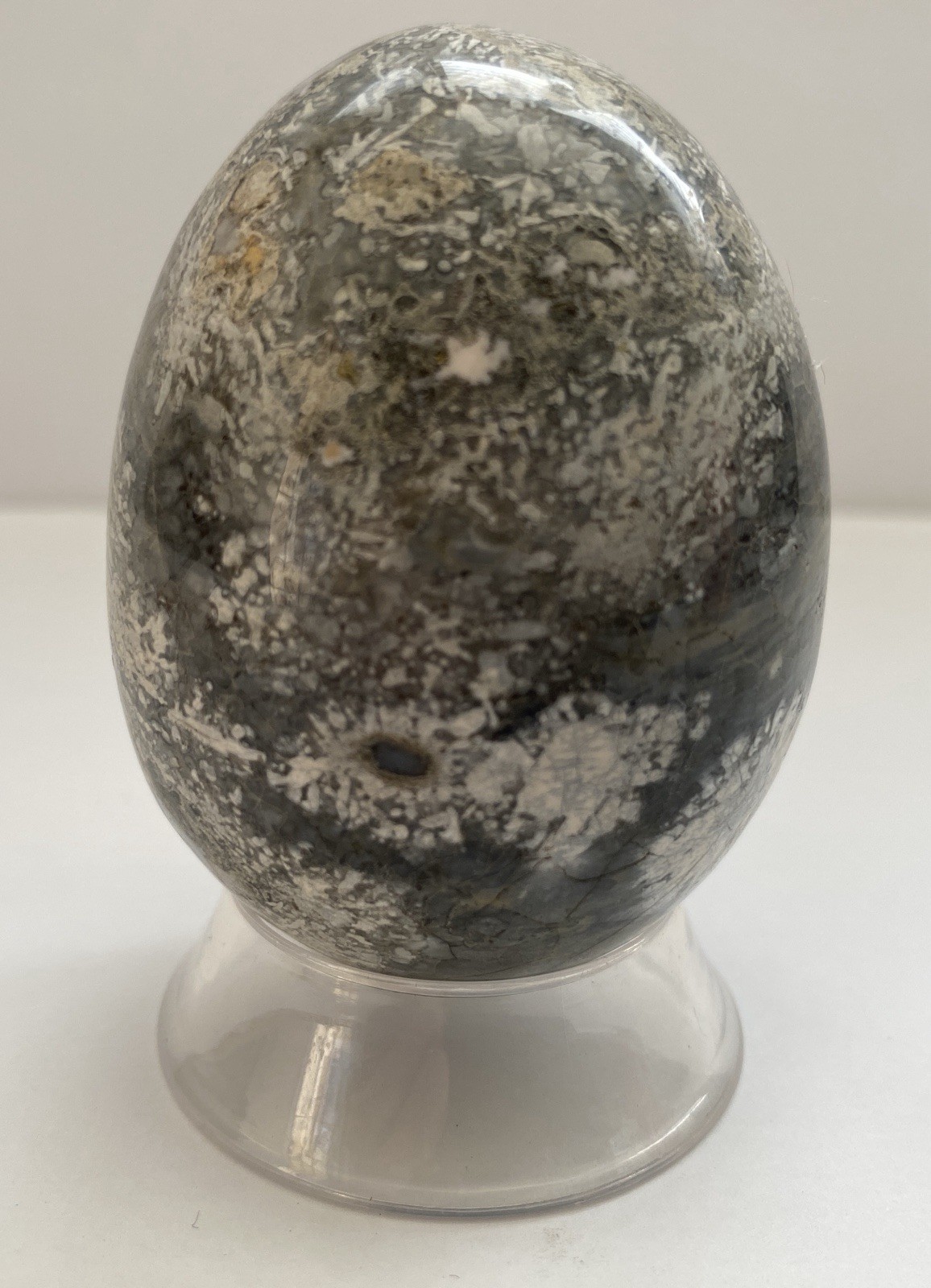 Natural Onyx Stone Egg With Stand Hand Polished Banded Agate Calcite Crystal