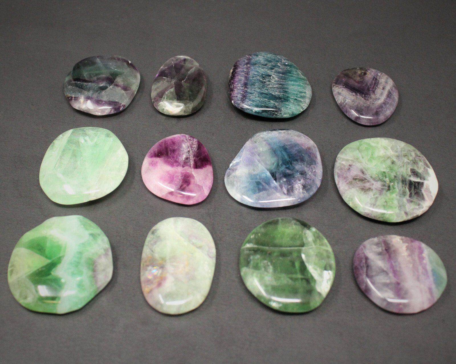 Fluorite Palm Stone MEDIUM (Smooth Polished Fluorite Gemstone Worry Stone)