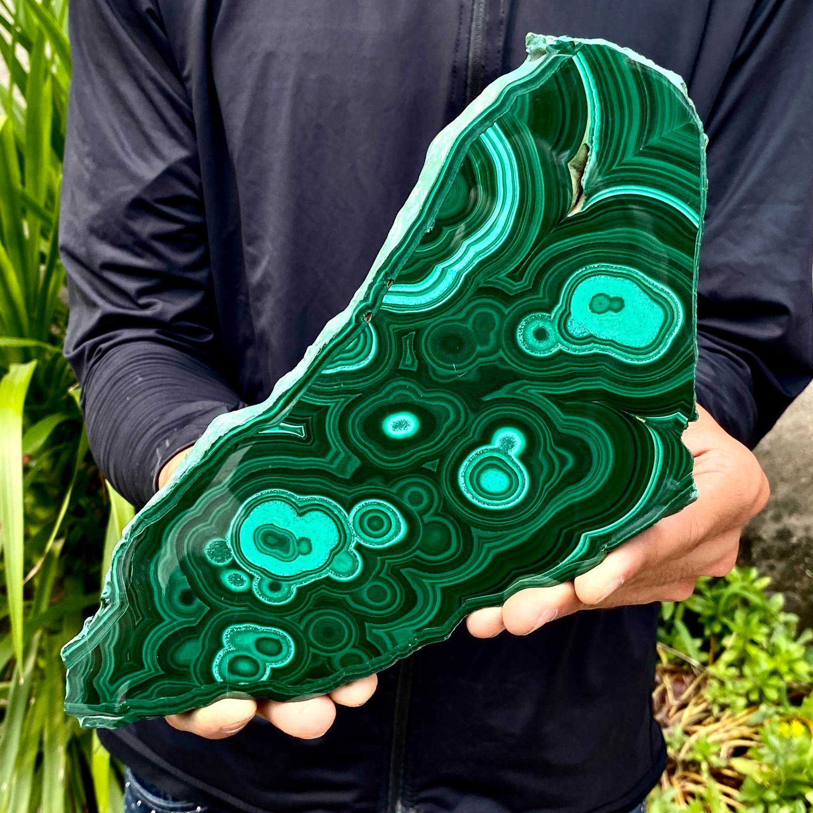 2.71LB Natural Green Malachite Crystal Flaky Pattern Ore Specimen Quartz Healing