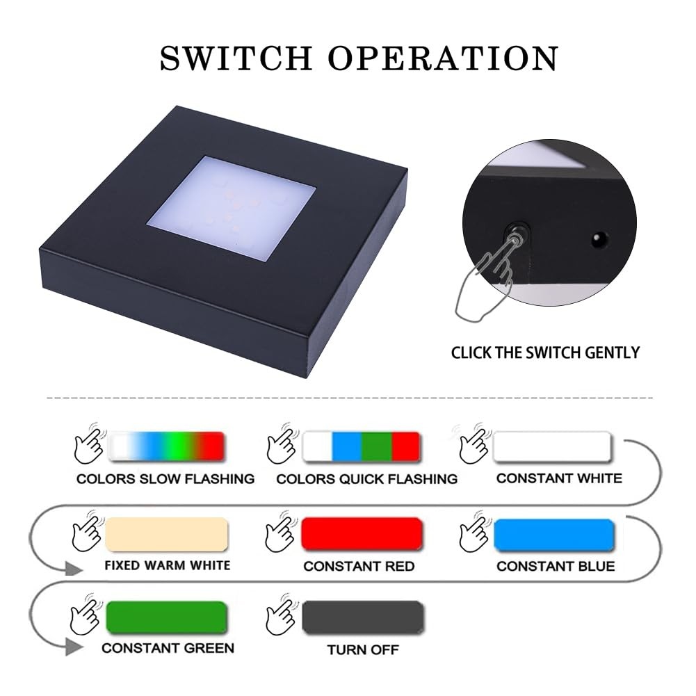 4.33 inch Multimodal Multicolor Light Stand Base – Black Square Display Base …