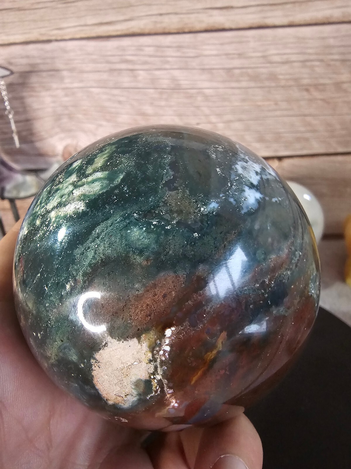 Ocean Jasper Sphere 85mm 1.14lbs Polished Crystal Ball Natural Orbicular Jasper