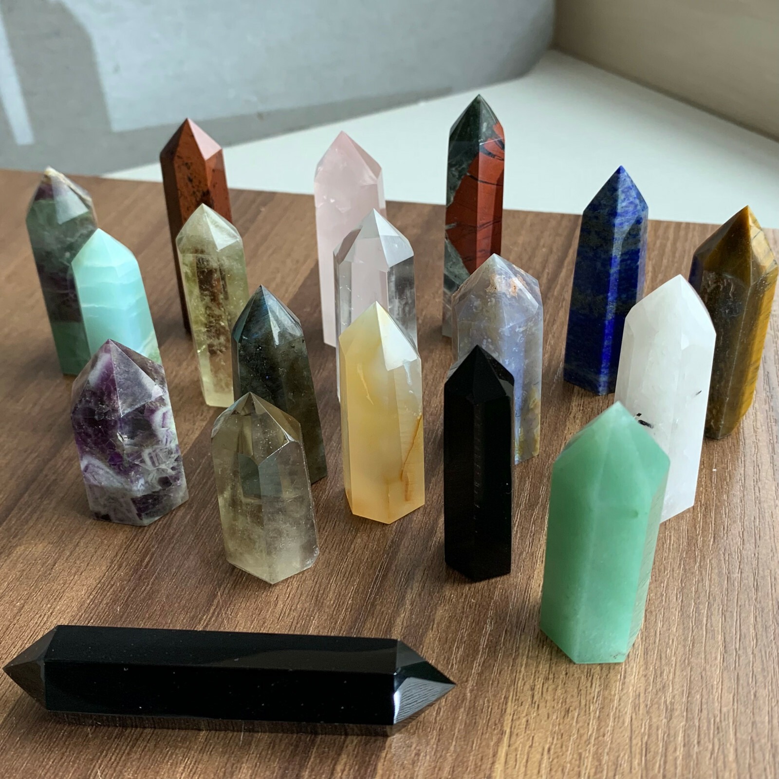 18pcs A lot natural quartz obelisk crystal wand point healing send randomly