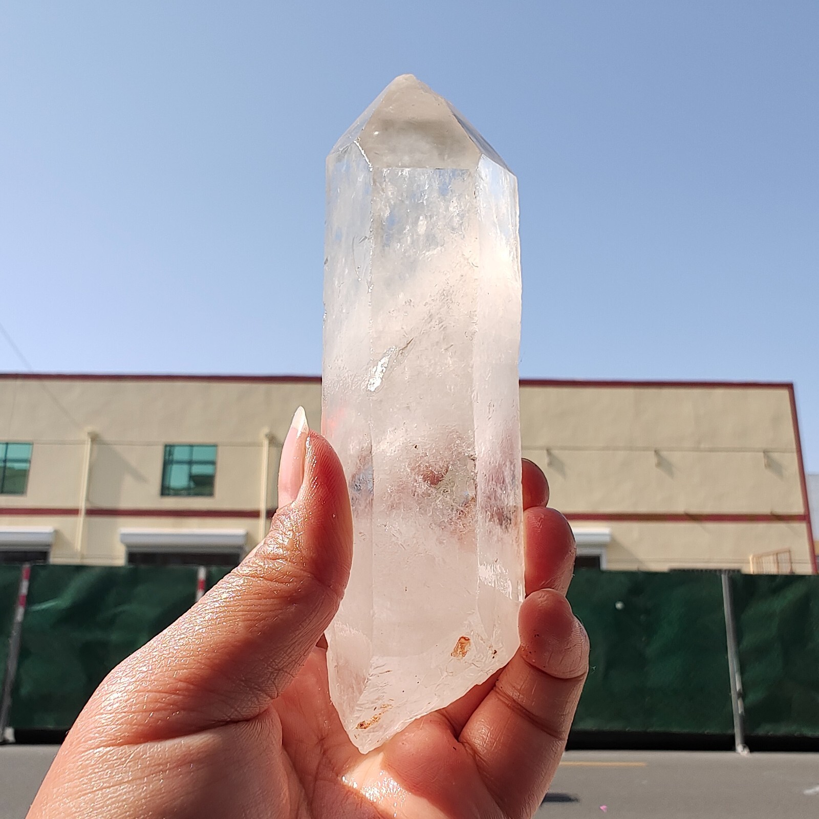 340g Bright LEMURIAN Healer Quartz Crystal RECORD KEEPER Dazzling X226