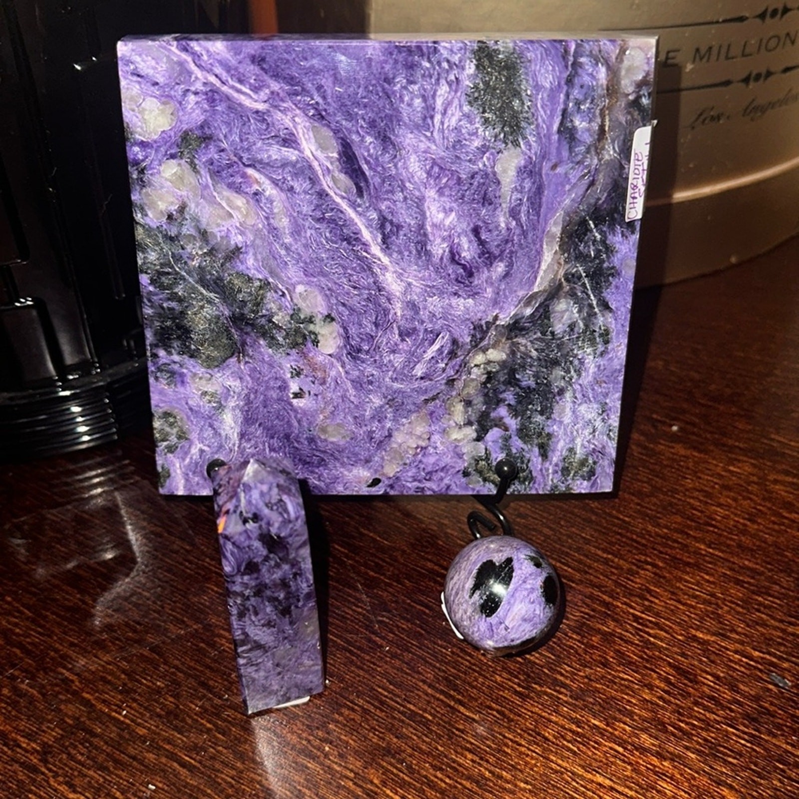 Charoite Set – Slab, Sphere, Tower – CHAROITESET-001