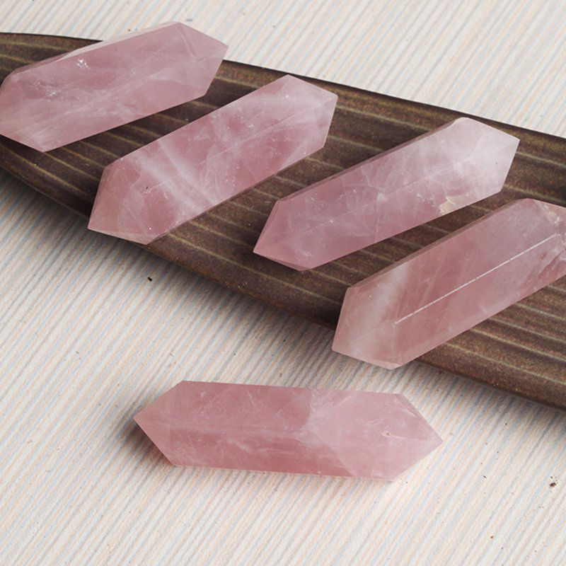 70-80mm Natural Pink Rose Quartz Crystal Point Wand Reiki Healing Chakra Obelisk