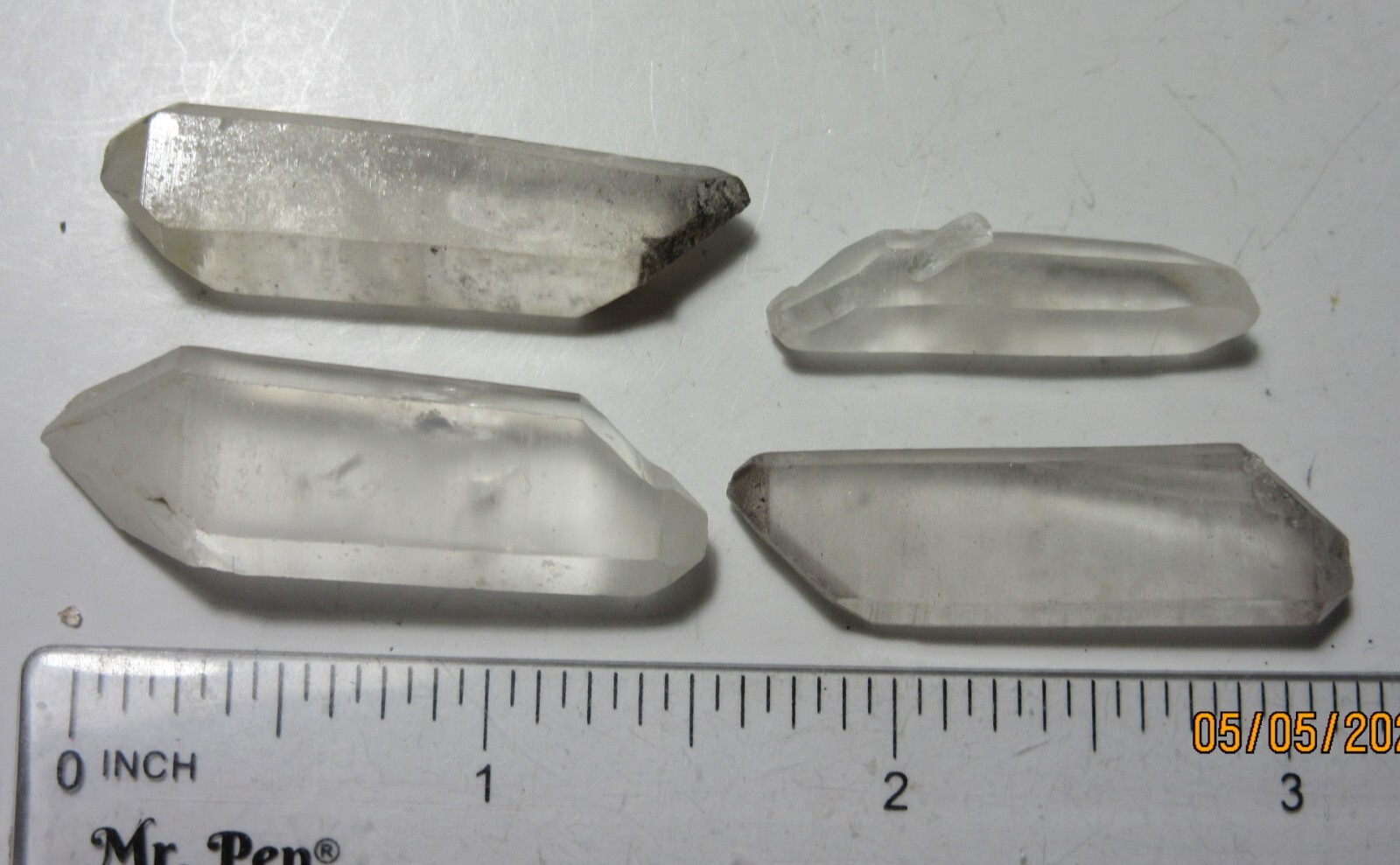 4 Double Terminated Quartz 1 5/8″ Points Brazil Collectible FDTQPB-4s