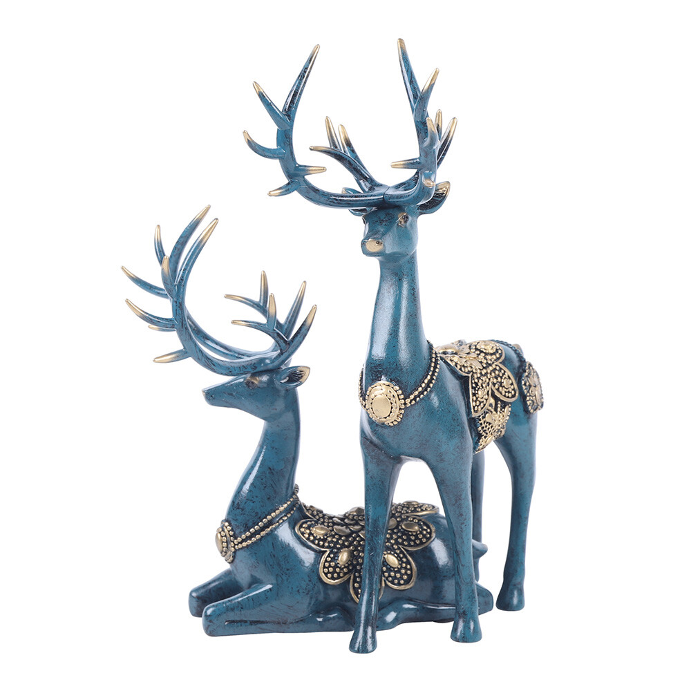 A Pair of Sika Deer Statues, Modern Sika Deer Figurines, Sika Deer Ornaments