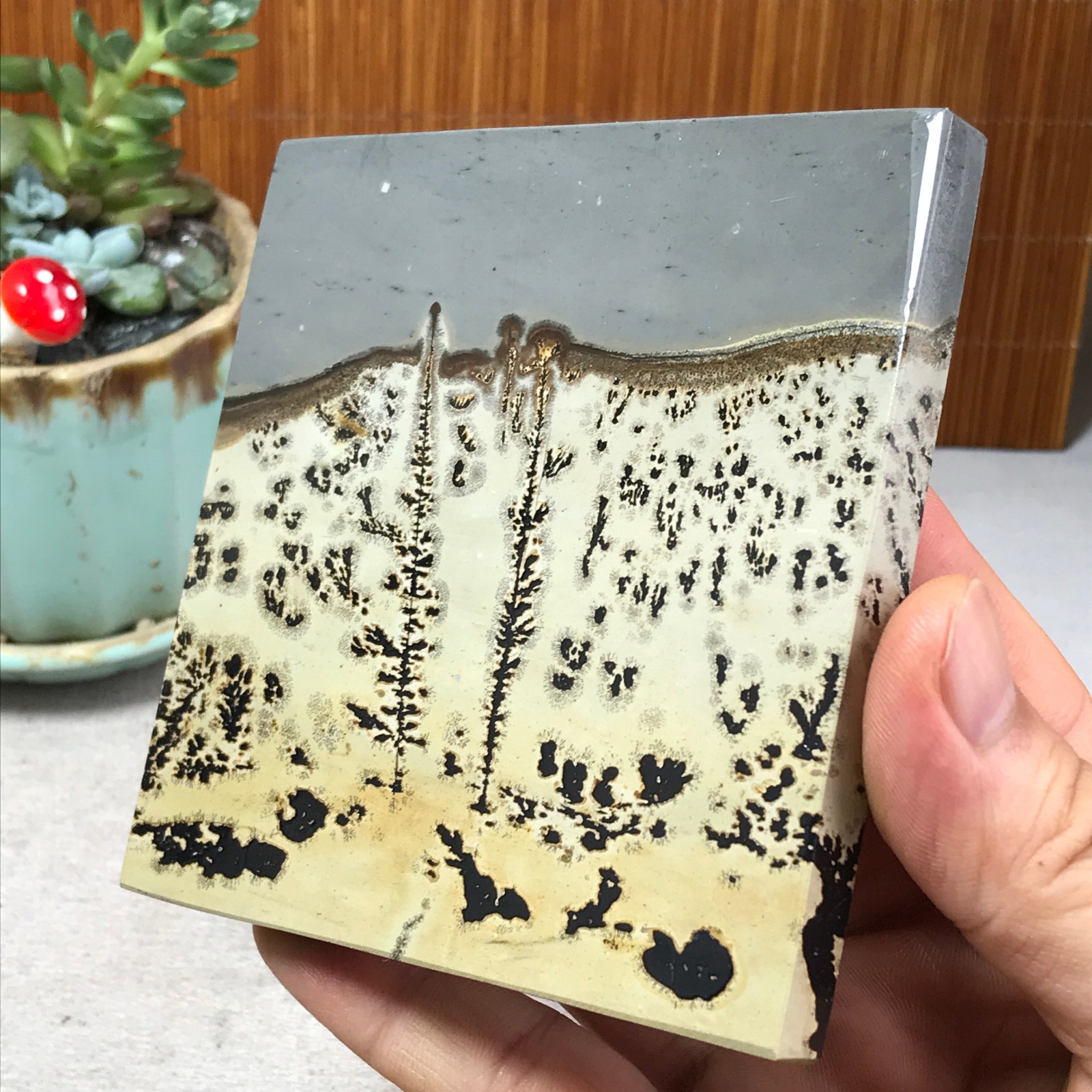 231g Natural Chinese painting stone crystal ornaments for home decoration A6865