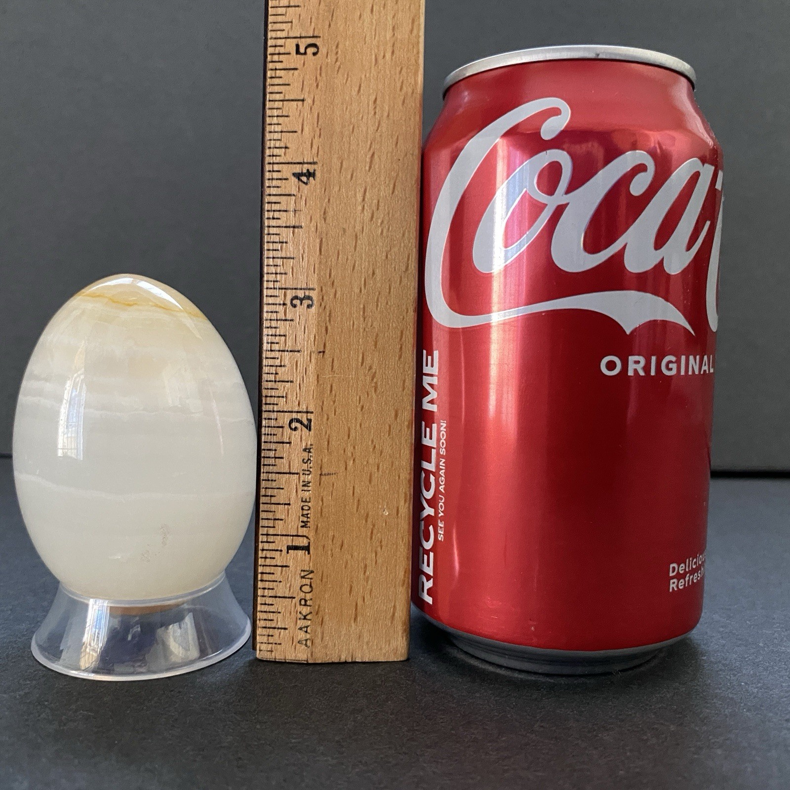 Natural Onyx Stone Egg With Stand Hand Polished Banded Agate Calcite Crystal