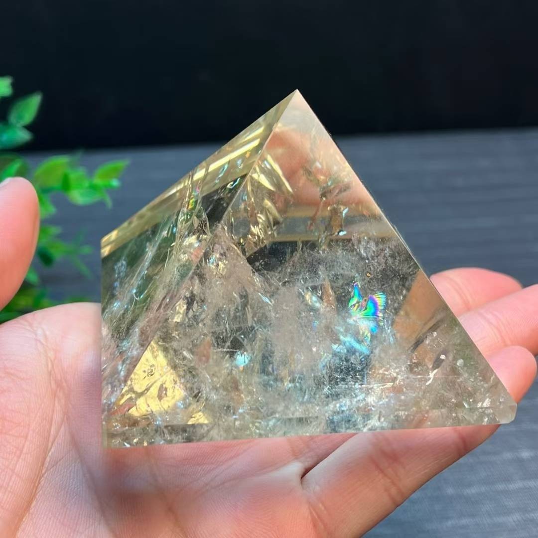 260g Natural Citrine Quartz Carved Pyramid Crystal Reiki Healing Gift