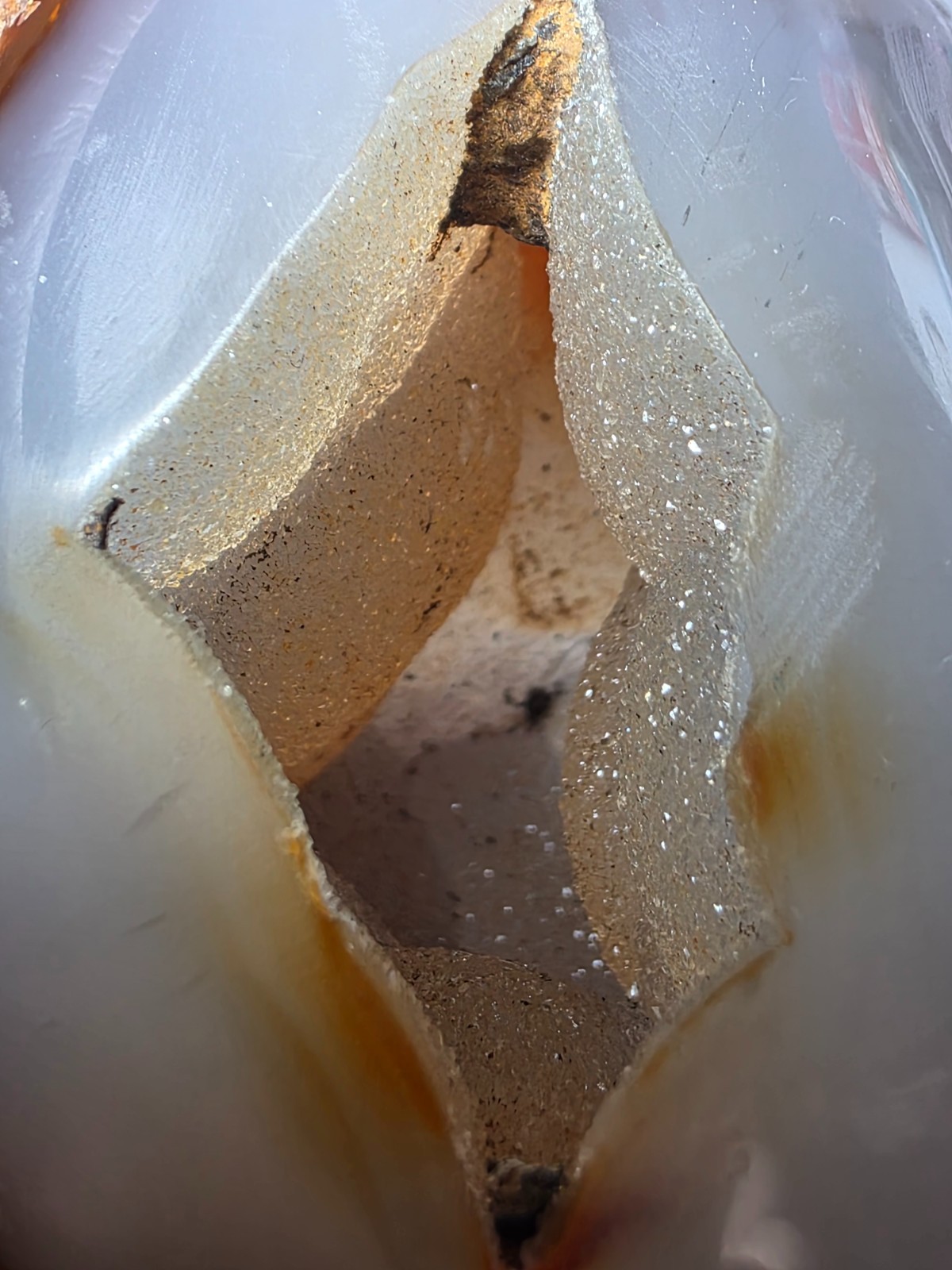✨ Druzy Cave Agate Egg – Natural Crystal Inclusions – Polished Stone ✨