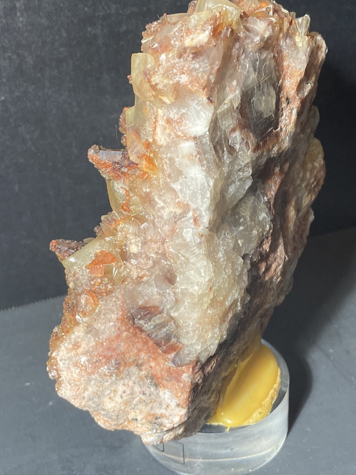 DOG TOOTH CALCITE SCULPTURE LUCITE BASE Crystal Specimen on Lucite