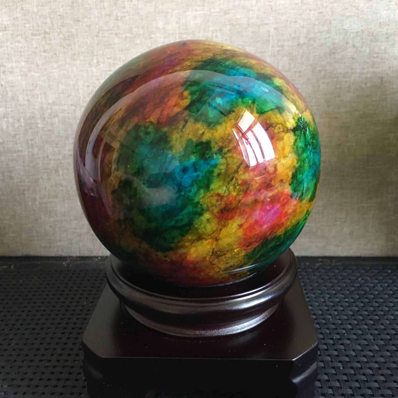 1536g “Seven Colors Jade” crystal sphere specimen -Taiwan China B04