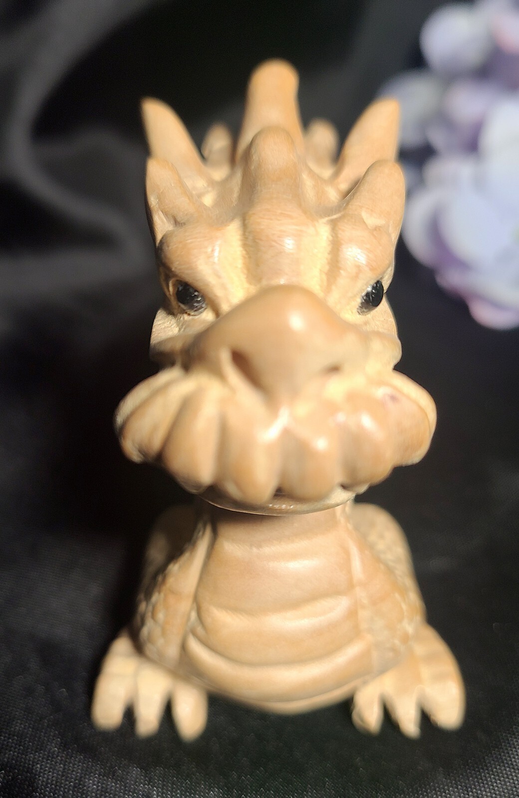 Large 6″ Full Body Detailed Wood Dragon Carving Figure – 2024 Year of The Dragon