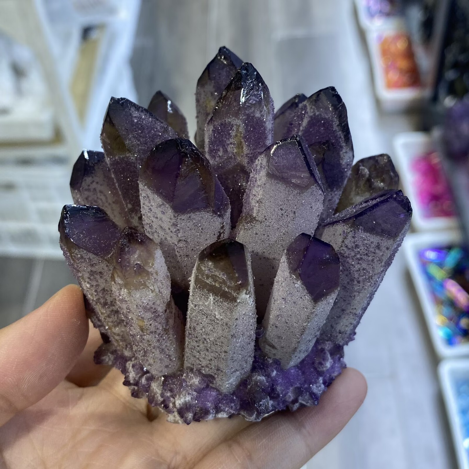 410g New purple Phantom Quartz Crystal Cluster Mineral Specimen Reiki Random