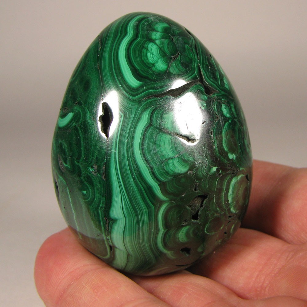 2.3″ MALACHITE Egg Polished Gemstone Sphere w/ Stand – Congo, Africa