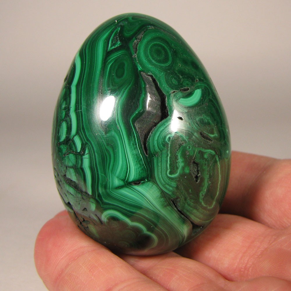 2.3″ MALACHITE Egg Polished Gemstone Sphere w/ Stand – Congo, Africa