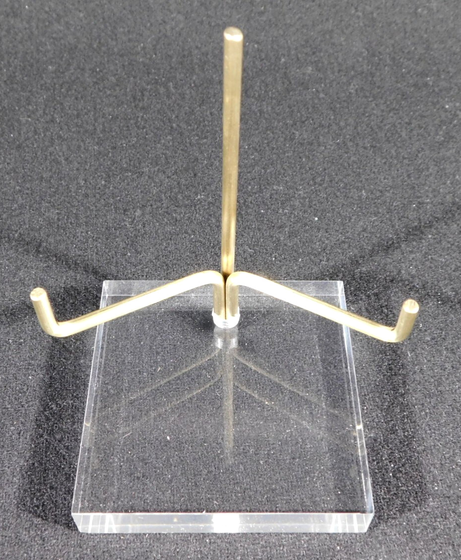 Easel Display Stand Brass Medium Size Adjustable Clear Acrylic Base