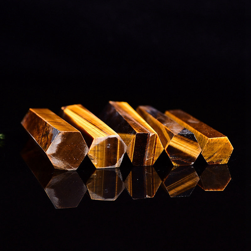 70-80mm Natural Tiger’s Eye Quartz Crystal Energy Wand Obelisk Pillar Tower US