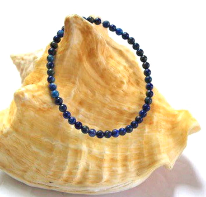 Natural Lapis Lazuli 4mm Grounding Stone for Anxiety Relief Jewelry Gift for Her