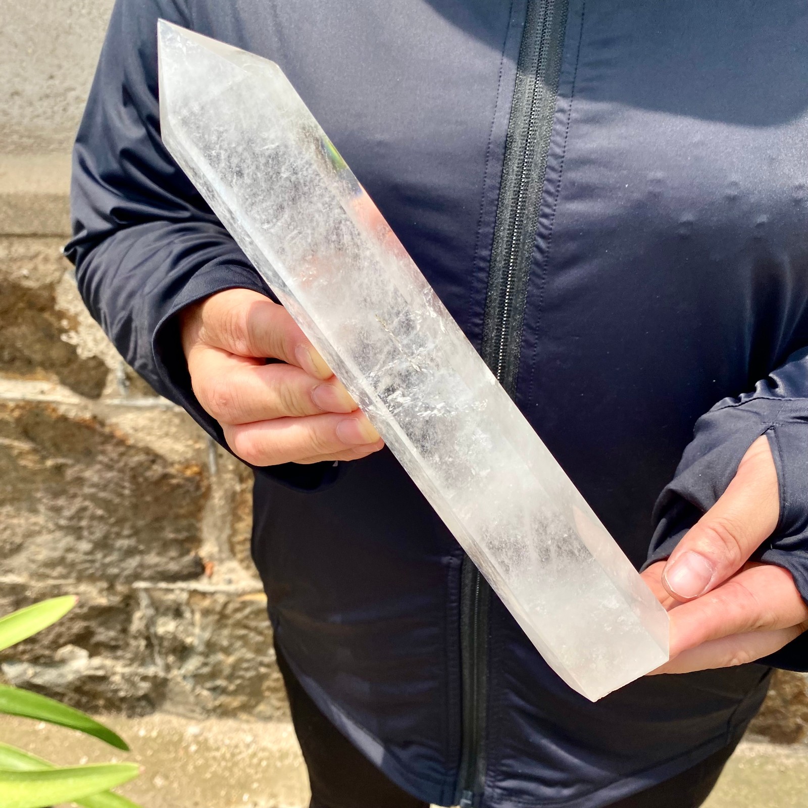 1.32LB Natural clear quartz obelisk Crystal Energy Tower Point Energy –