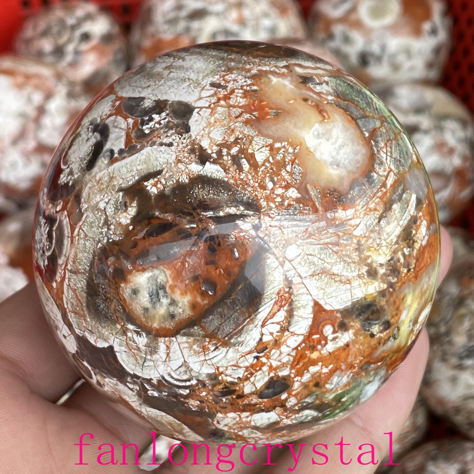 1pc Natural Mexican Agate Ball Sphere Quartz Crystal Mineral Reike Healing 50mm+