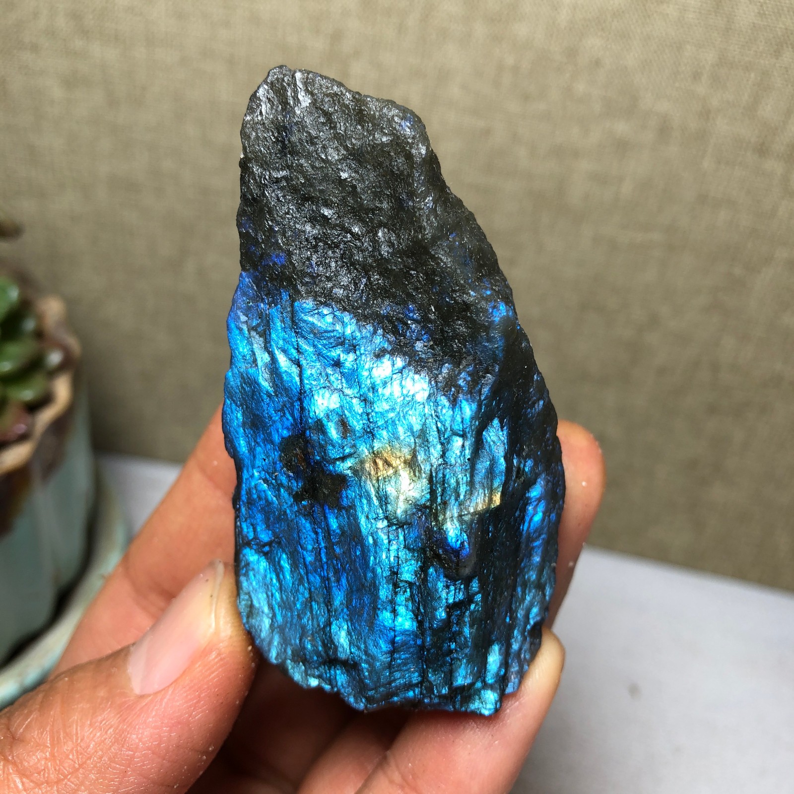 61mm Natural Labradorite Crystal gemstone rough original Specimen 79g A4228