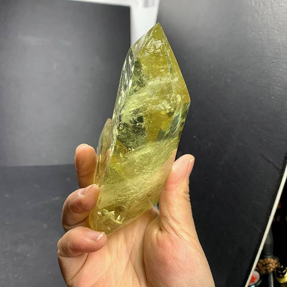 1.41LB Natural Citrine Quartz Obelisk Energy Crystal Tower Point Reiki +Stand