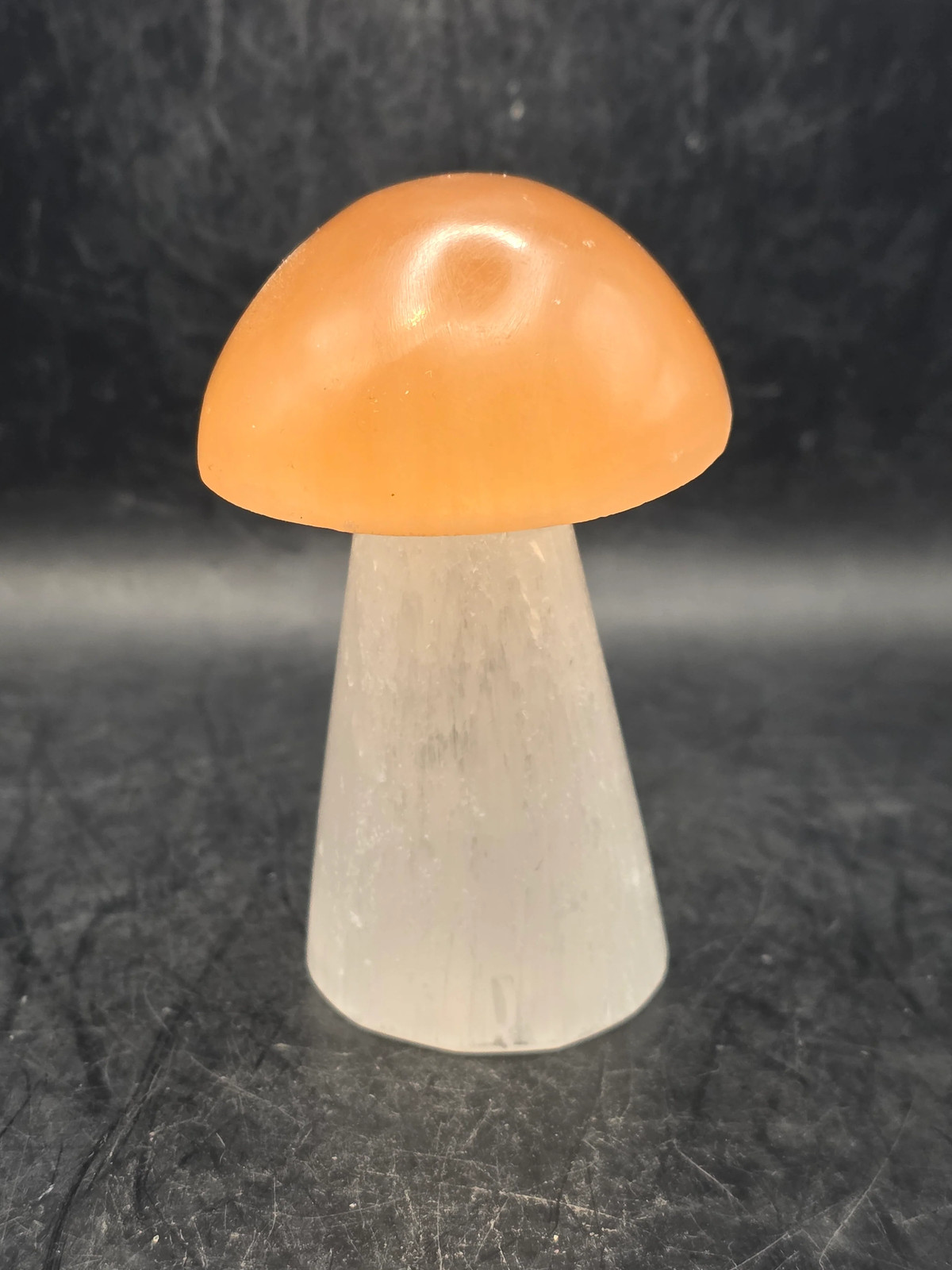 Medium Peach top selenite mushroom! 3 inches tall!