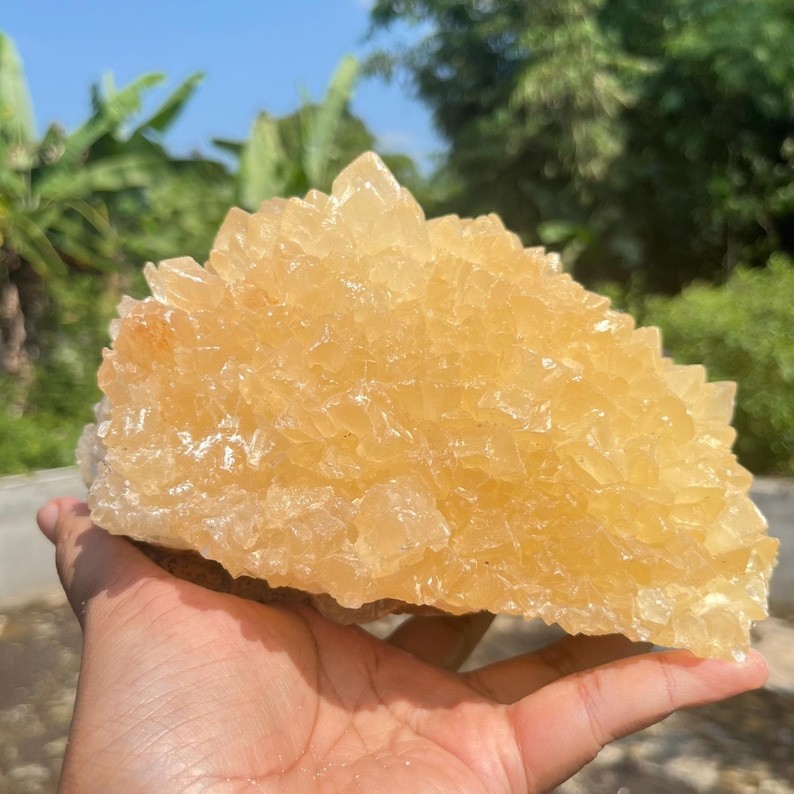 5.9 Lb Huge Yellow Calcite Crystal | High Quality Flower Calcite | Healing Stone