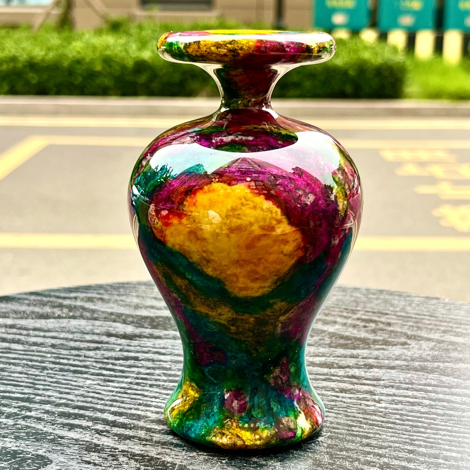 1.91LB Natural “Seven Colors Jade” vase specimen -Taiwan China