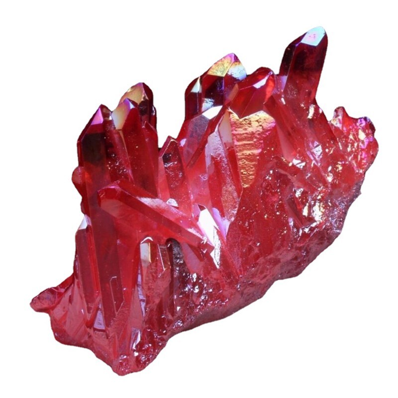 100g Natural Quartz Crystal Cluster Aura Red Titanium Stone Electroplate Mineral