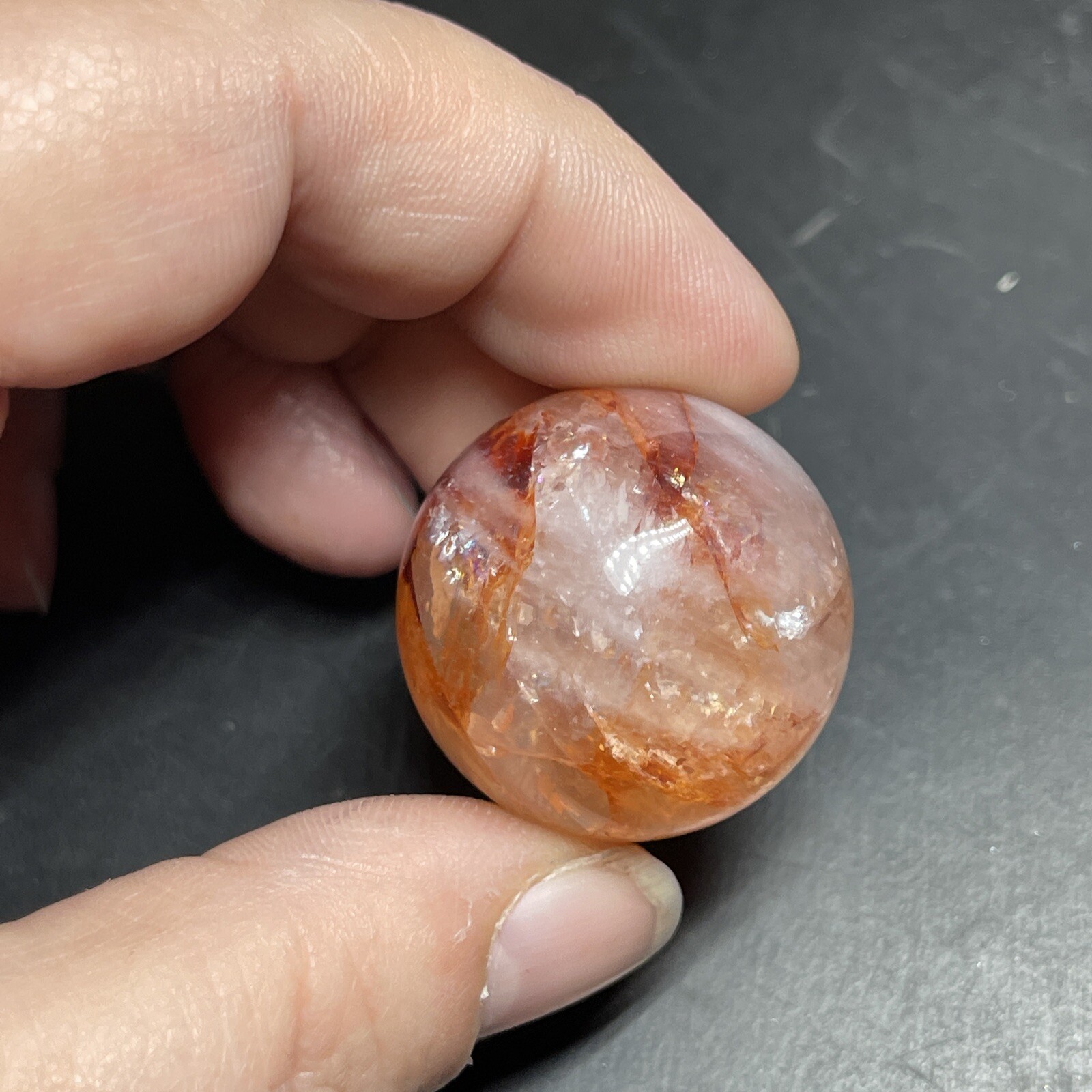 Fire Quartz Hematoid Crystal Sphere Ball Mini Sphere Marble 27.8mm
