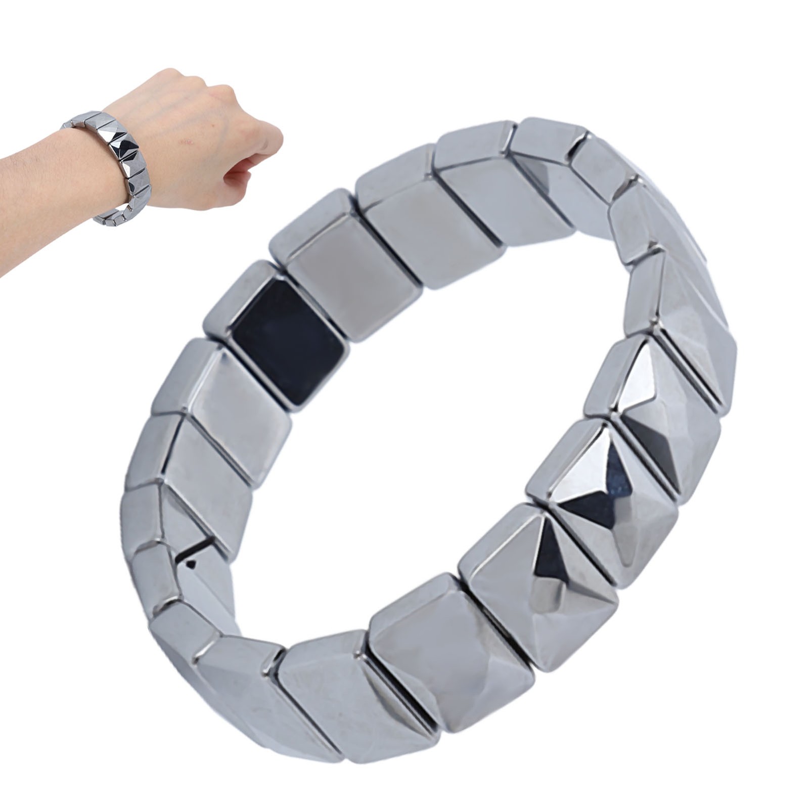 Terahertz Stone Bracelet Faceted Rectangle Pain Relief Bracelet For