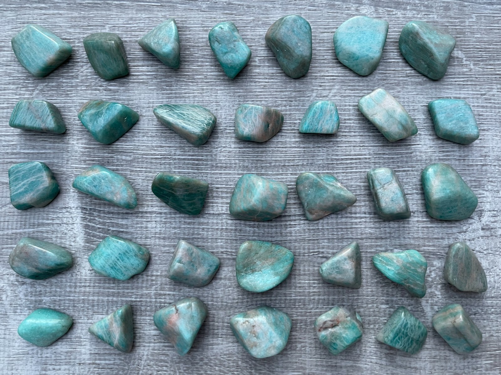 Grade A++Amazonite Tumbled Stones, 0.8″-1.25″ Polished Amazonite, Wholesale Lots