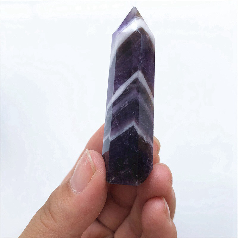 50-60mm Natural Dreamy Amethyst Quartz Crystal Obelisk Wand Tower Point Healing
