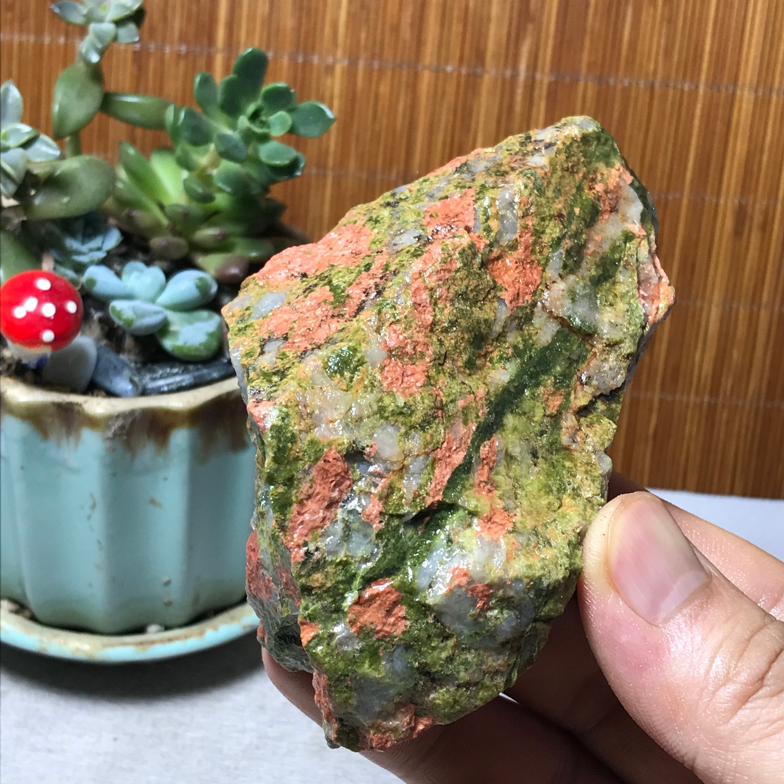 257g Natural Unakite Crystal gemstone Rough Mineral Specimen healing A6362