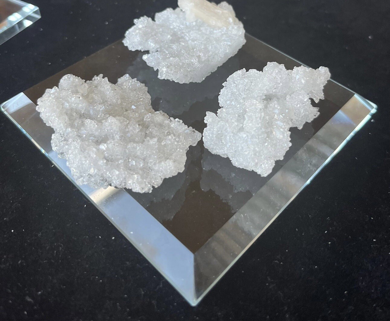 TEN 2” Beveled Glass Square Bases Stands Mineral Mounting Display 5.8cm