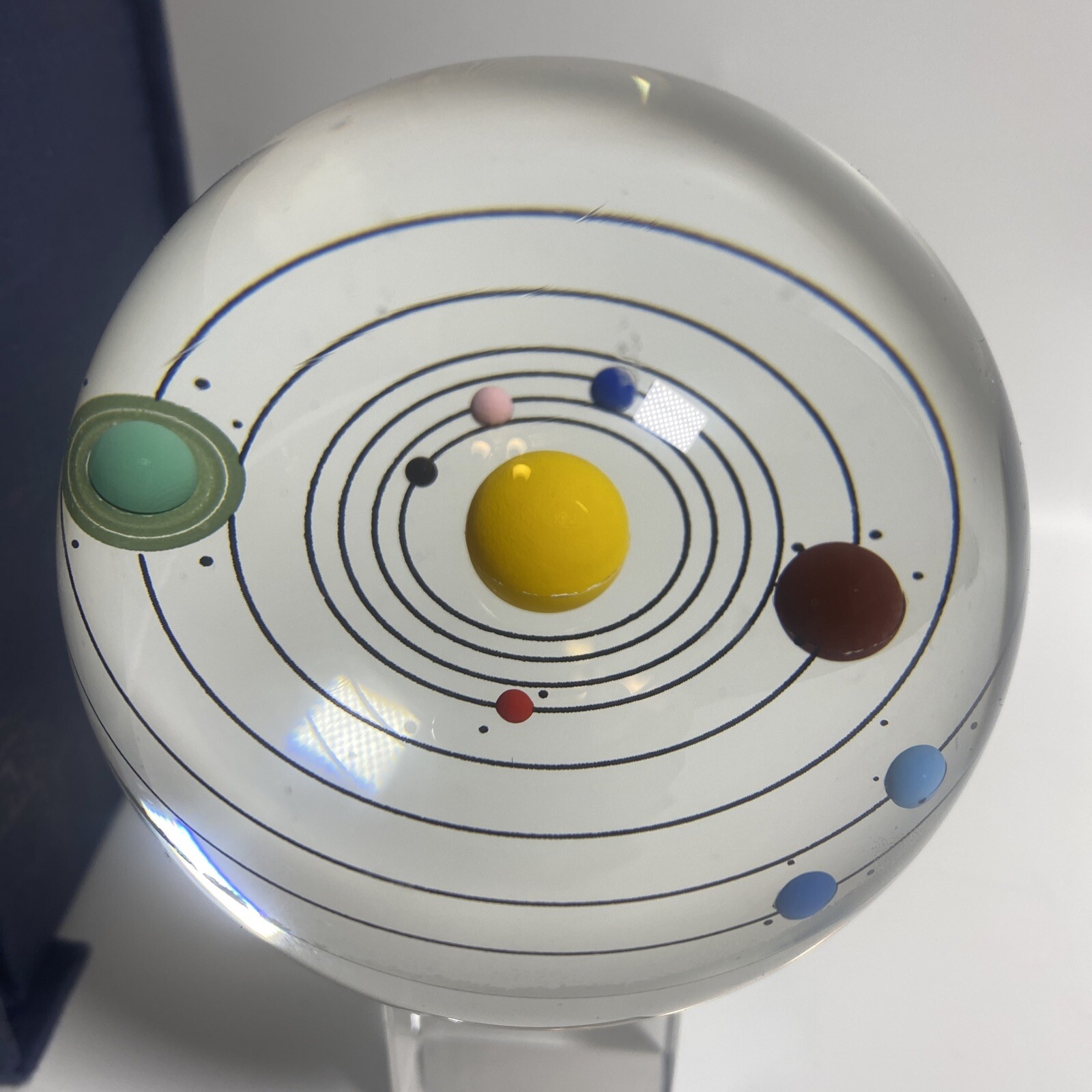 Amlong Crystal Solar System Crystal Ball Crystal Stand In Original Box 4.25″