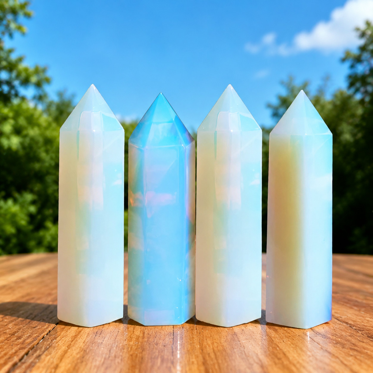 Healing Opalite Crystal Tower Angelic Aura Point Reiki Healing Obelisk Gift
