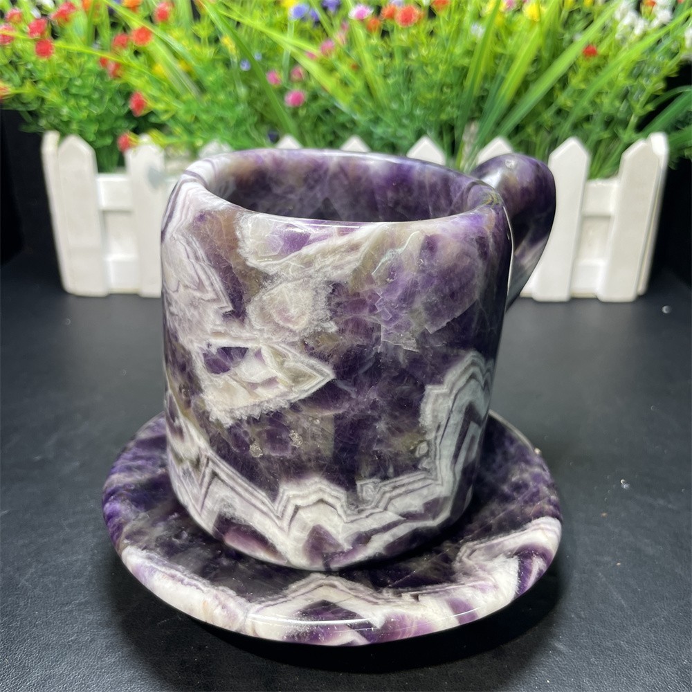 2.5LB 4.7″ Natural Dream Amethyst Cup Crystal Quartz Decor Figurine Carved