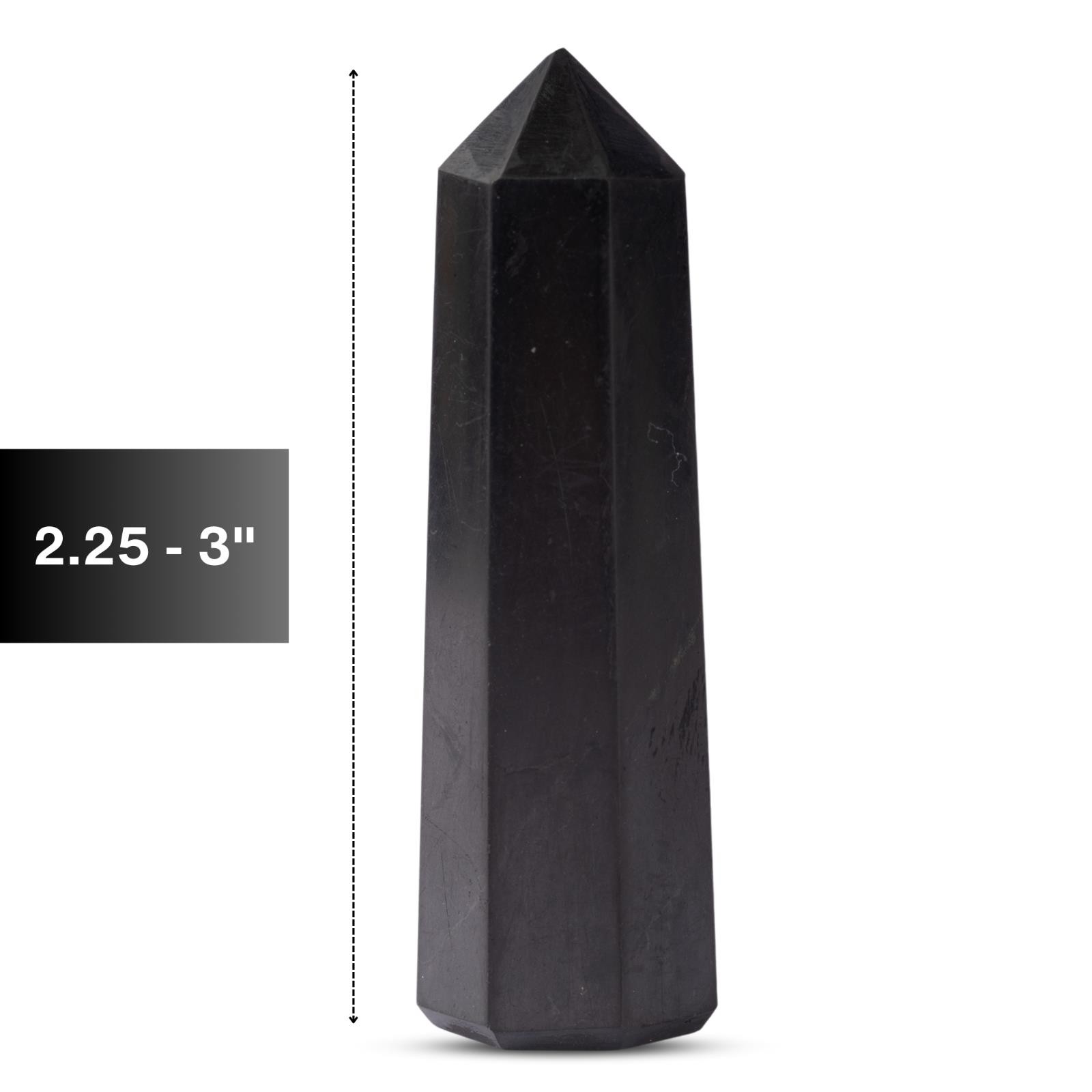 Natural Shungite Obelisk Point Crystal Tower 2.5-3″, Healing Crystals and Stones