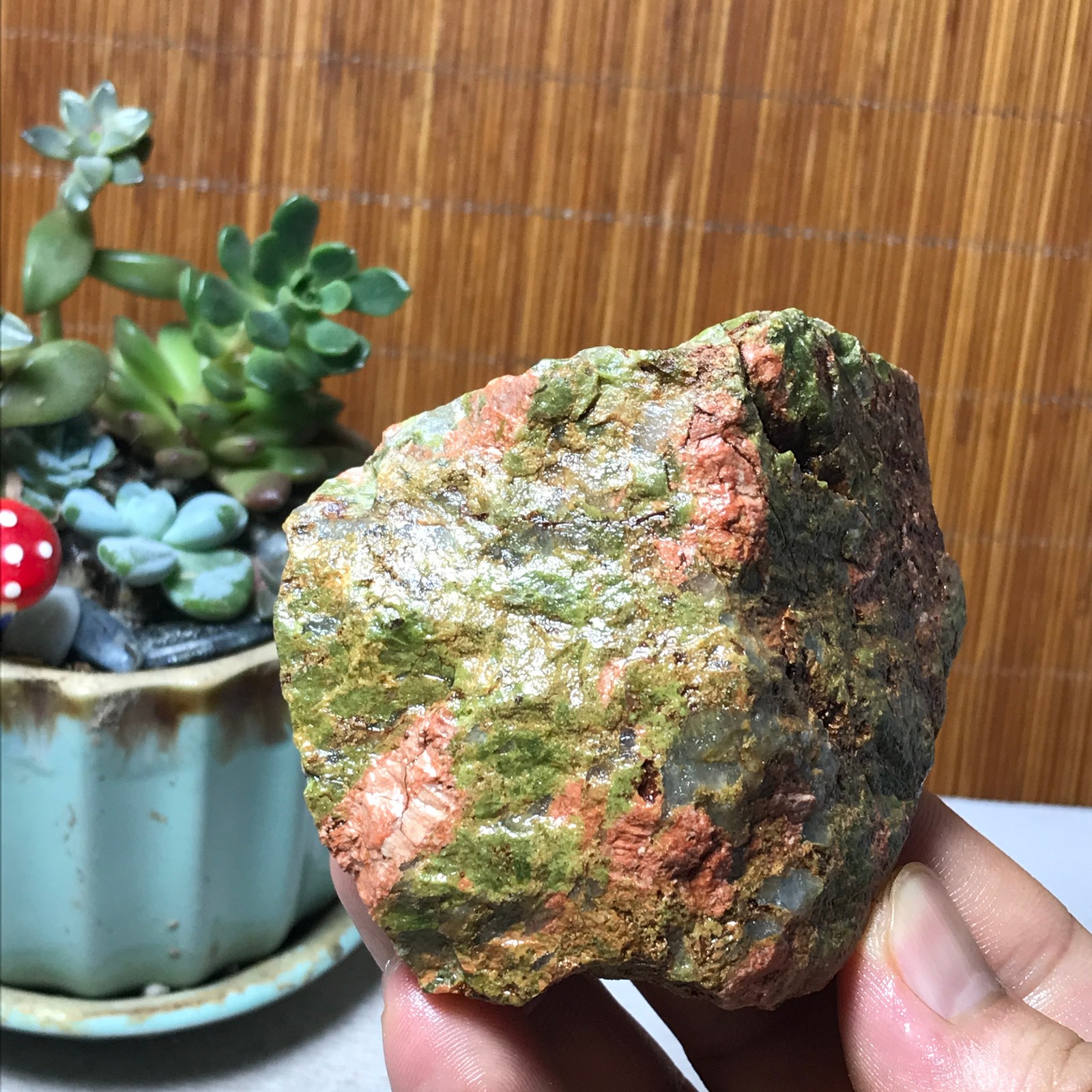 235g Natural Unakite Crystal gemstone Rough Mineral Specimen healing A6361