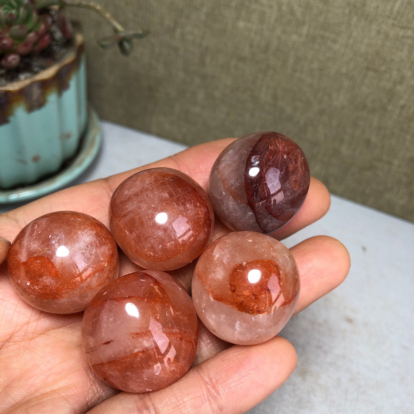 5pcs Natural Red gum flower semi-precious Crystal specimens 105g A3578