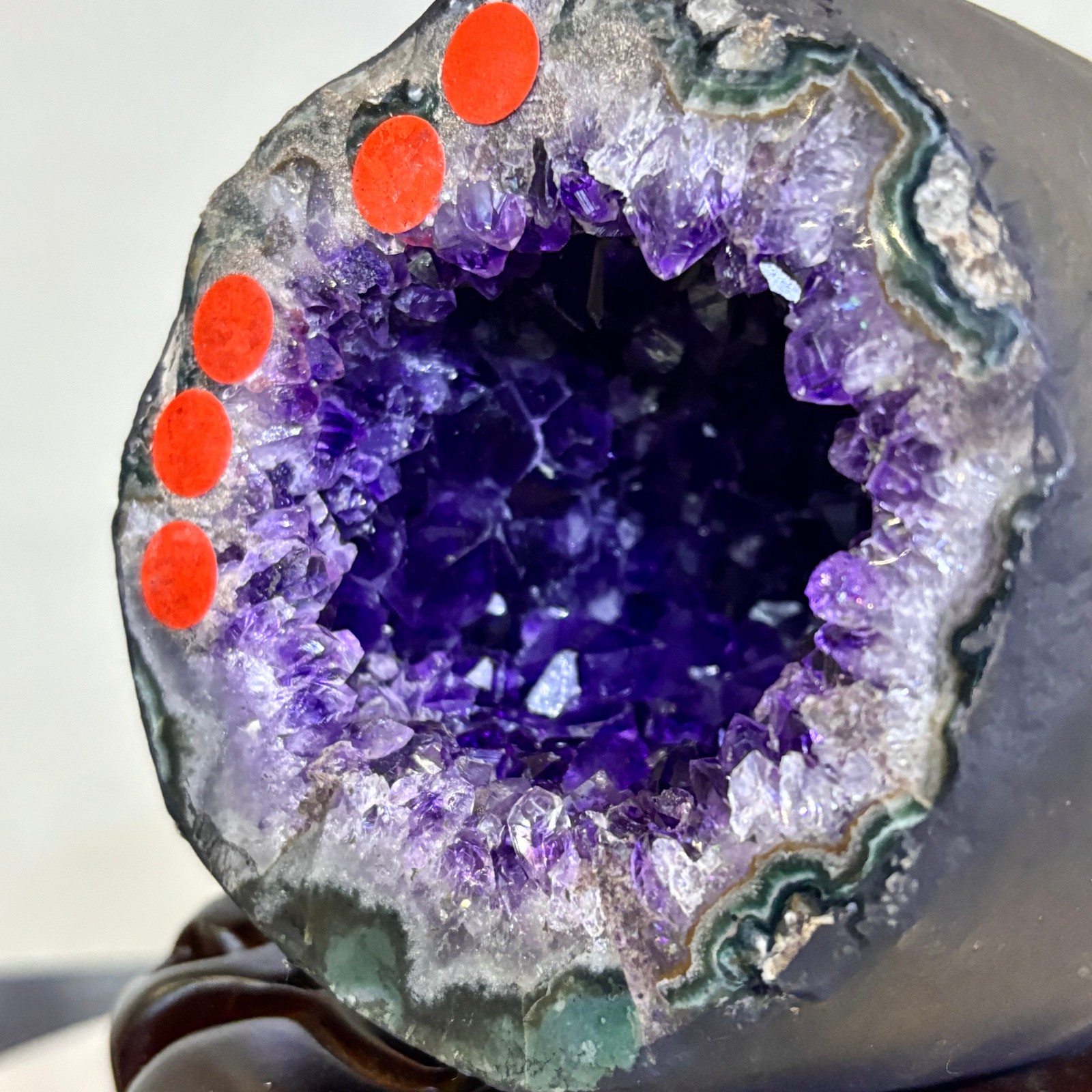 6.83LB Natural uruguay amethyst geode quartz money bag crystal +stand
