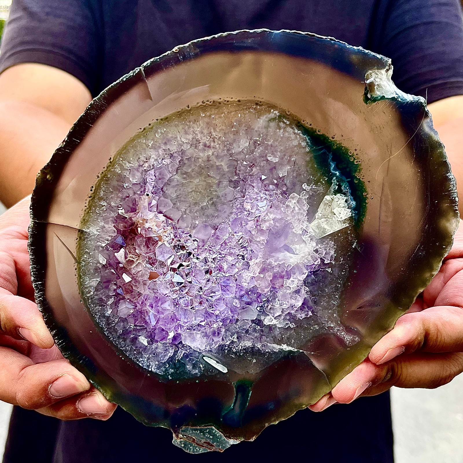 1.08LB Natural Amethyst Agate Crystal Hand cut Piece Specimen Healing