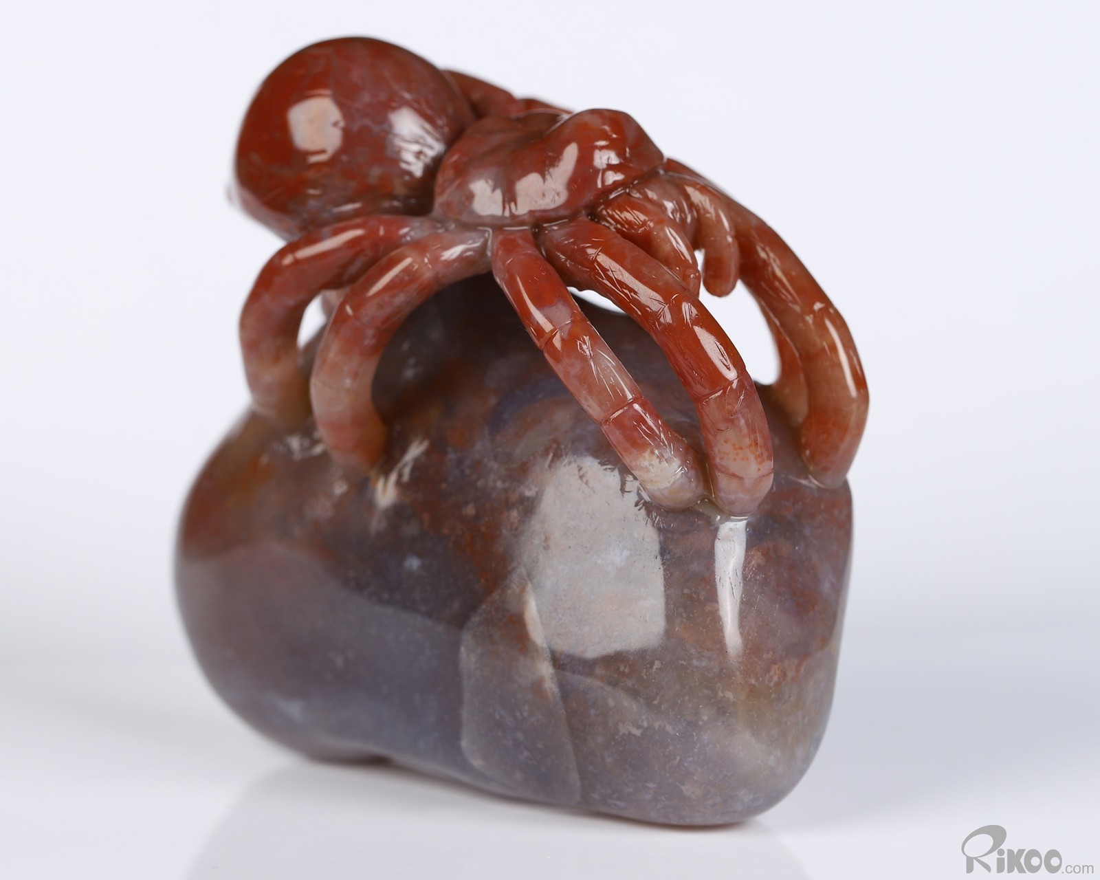 2.6″ Bloodstone Hand Carved Crystal Spider Sculpture, Crystal Healing